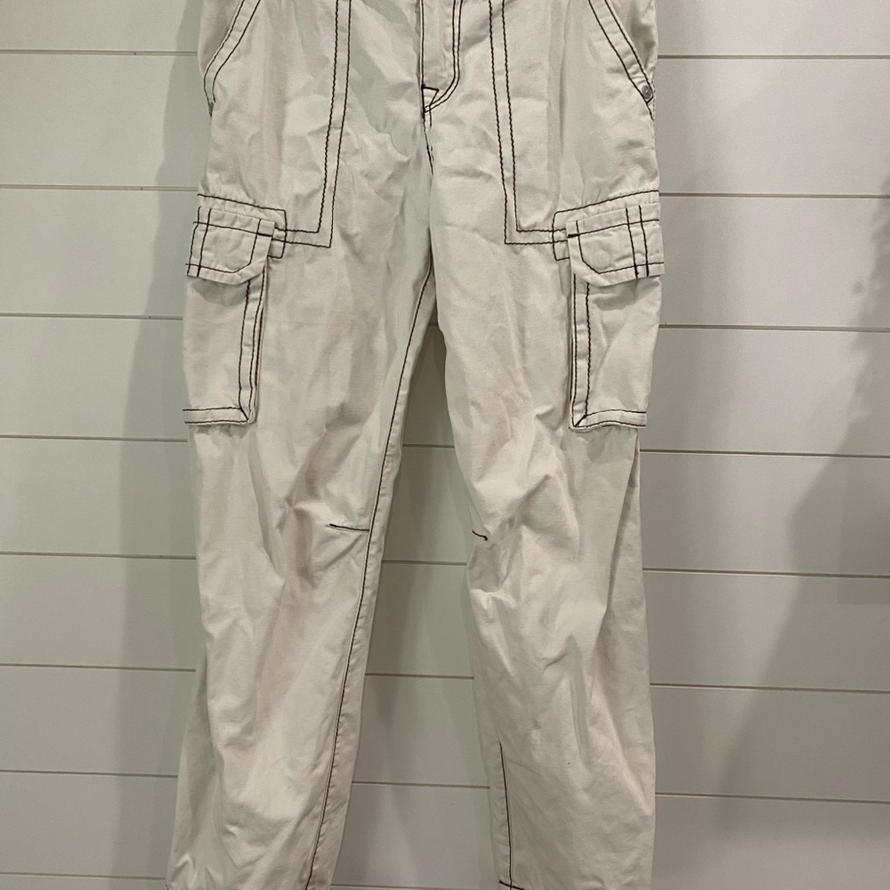 True Religion White Jeans with Brown Accents